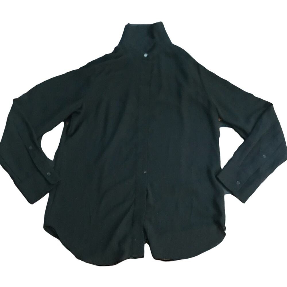 Mossimo Womens Blouse 1/4 Button Up Black Size Small Longer in the back